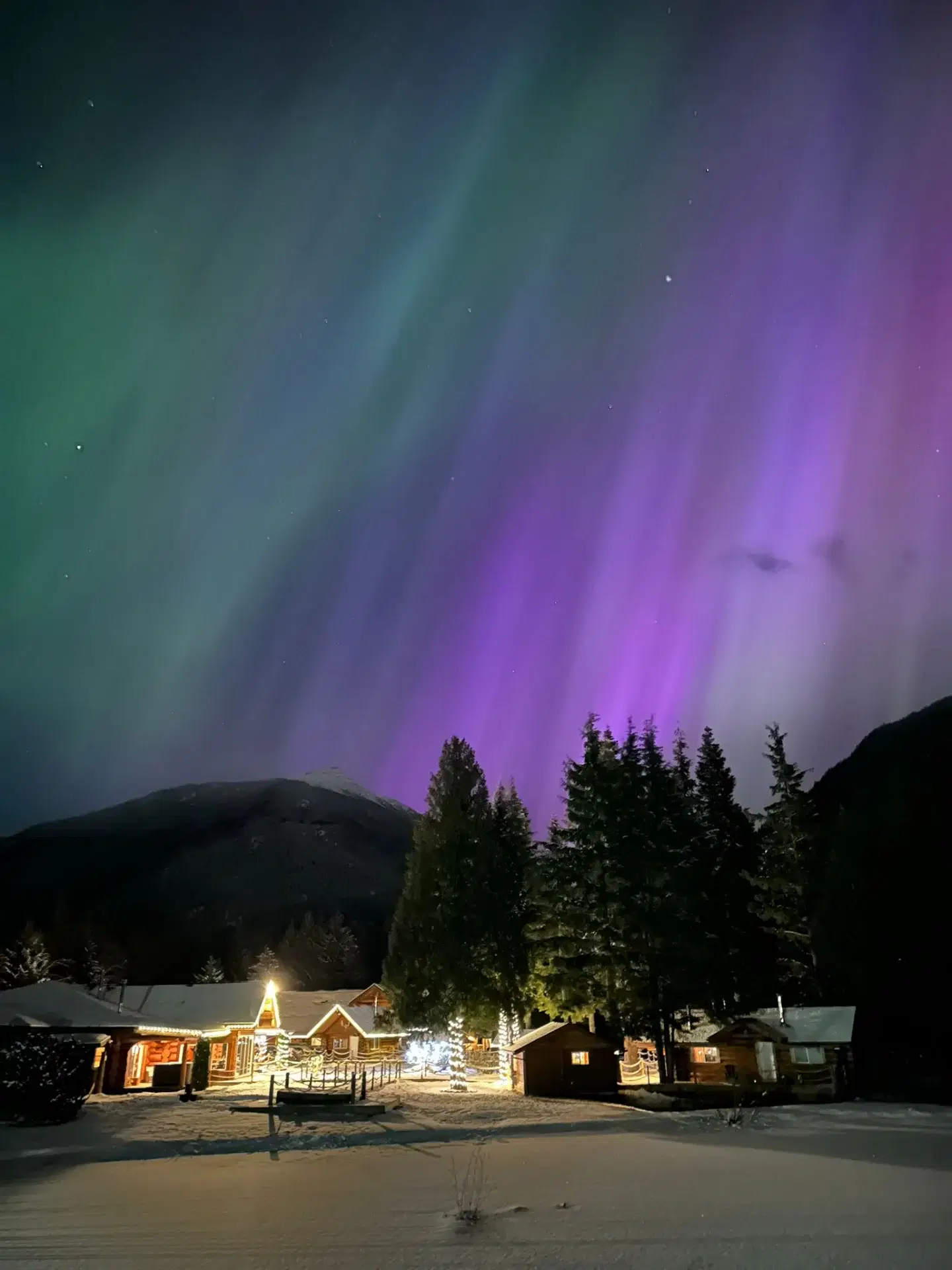 Northern lights above the lodge