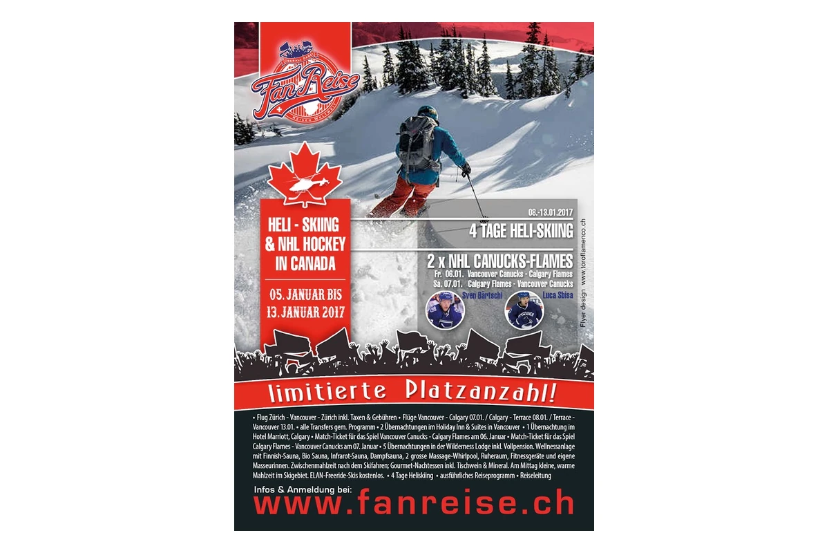 FanReise.ch – Heli Skiing & NHL Hockey in Canada – 4 Tage Heli-Skiing vom 05.01.2017 – 13.01.2017